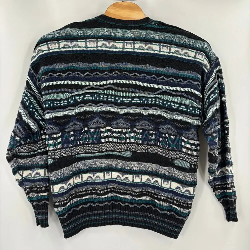 Brandini‎ Le Collezioni XL Multicolor Coogi Style 3D Knit Long Sleeve Sweater